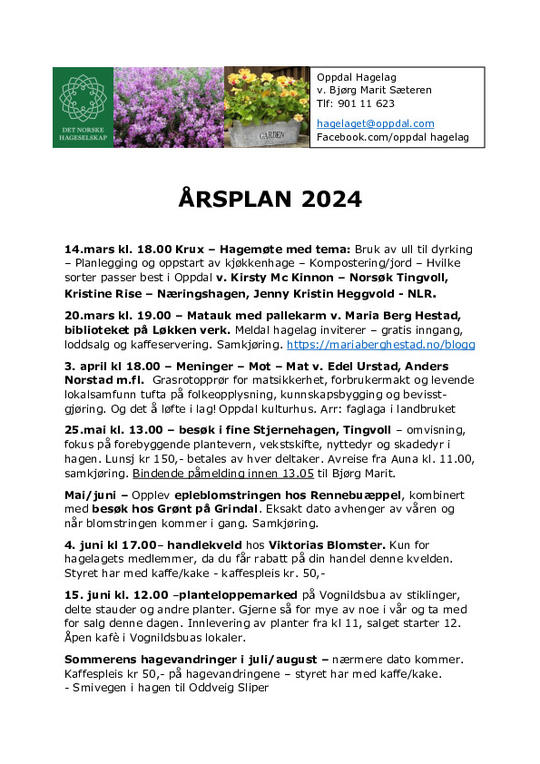 Årsplan for Oppdal hagelag 2024